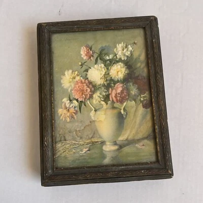 Vintage 50s Trinket Jewelry Box Still Life Flowers Printed 8"x6"x1.75" E1-538 - Image 1 of 4