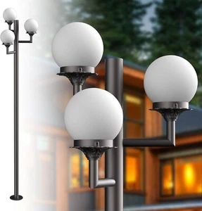 Lightdot 79" Outdoor 3-Head Lamp Post with LED Bulbs - IP65 Waterproof Street - Picture 1 of 9
