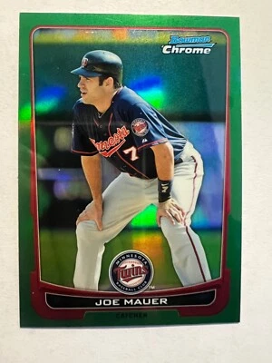 2012 Bowman Chrome Green Refractors #170 Joe Mauer Twins - Image 1 of 2