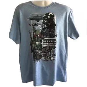 Star Wars Movie Blue Graphic Mens T-Shirt XL Darth Vader Storm Troopers Stretch - Picture 1 of 4