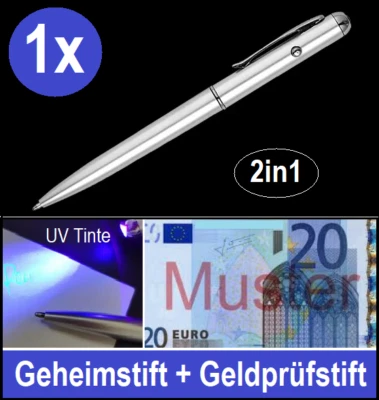 2in1 Geheimstift Geldscheinprüfer Zauberstift UV unsichtbare Tinte Spickzettel🖊 - Bild 1 von 2
