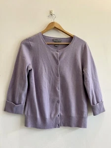 GRAYSON & DUNN 100% Cashmere Purple Pastel Button Down Cardigan Size L - Picture 1 of 4