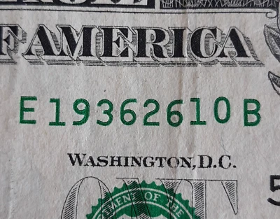 Birthday Note OCTOBER 26th 1936 Fancy Serial Number 19362610 Series 2017 $1 Bill - Image 1 of 4