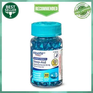 Equate Maximum Strength Diphenhydramine HCL Sleep-Aid Softgels, 50 Mg, 100 Count - Picture 1 of 11