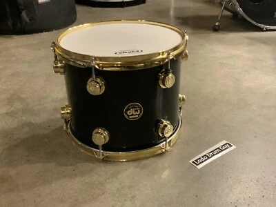 12" DW Collectors Series Rack Tom Drum BLACK Gold Hardware re-rings NO MOUNT BF4 - Image 1 of 4