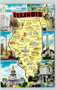 POSTAL MAPA DE SALUDOS DE ILLINOIS - Imagen 1 de 2