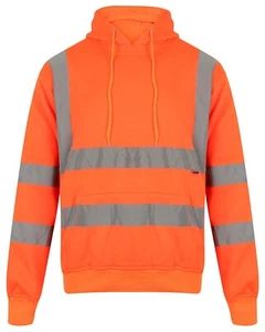 Herren Hi Viz Vis Hoodie Warnschutz Sweatshirt Reflektierendes Band 2 Ton Pullover - Bild 1 von 4