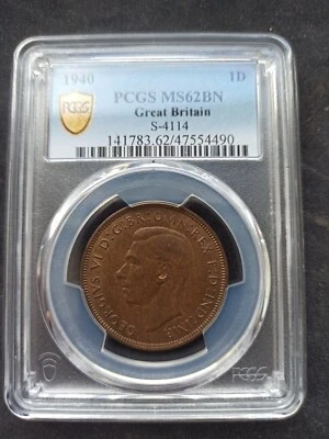 Great Britain : Penny 1940 ; PCGS : MS 62 - Image 1 of 2