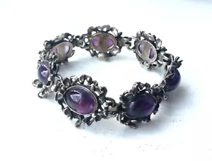 Schönes älteres Armband Trachenarmband 925 Silber, 7 Amethyst Cabochons, 17,5 cm - Bild 1 von 21
