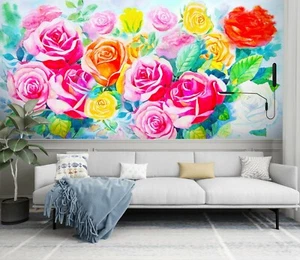3D Orange Rose KE607 Jesus Religion God Wallpaper Mural Self-adhesive US Bea - Picture 1 of 11