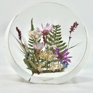 WILLIAM ROLFE Flowers Ladybug Garden Acrylic Vintage Paperweight Decor 4.5” - Picture 1 of 10