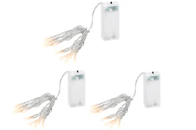 3 x 10er LED Lichterkette mit 6/18h Timer warmweiß Batterie 1,35m Innen 5mm LEDs - Bild 1 von 3
