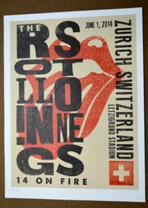 ROLLING STONES - 14 ON FIRE - LETZIGRUND STADIUM - ZURICH - TOUR POSTER - KEITH - Picture 1 of 3