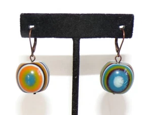 Sobral Pop Art Olho Grego Orange Blue Programado Orbs Artist Made Earrings - Picture 1 of 6