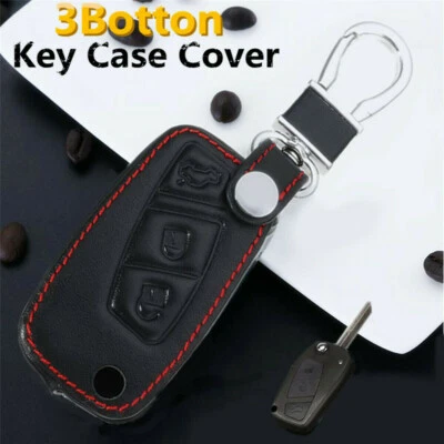 3 Botton Pu Leather Key Case Cover For FIAT Panda Stilo Punto Doblo Grande Bravo - Image 1 of 4