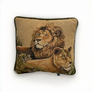Ashford Court Tapestry Decorative Throw Pillow 16x16 Lions - Picture 1 of 6