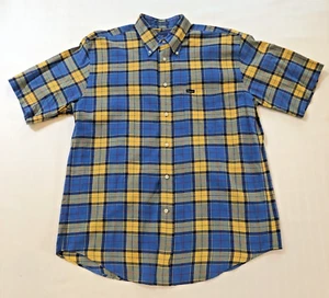 Façonnable Men's Plaid Short Sleeve Button Down Shirt Sz. Large Pocket Logo blue - Picture 1 of 9