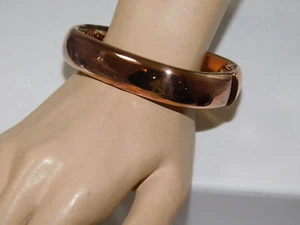 Vintage MILOR Bronze Rose Gold Plated Square Hinged Large Bangle Bracelet 4a 19 - Picture 1 of 5