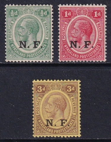 TANGANYIKA 1916 KGV Nyasaland-Rhodesian Force selection SG N1-N3 MH/* (CV £30) Cover