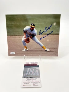 CARNEY LANSFORD OAKLAND A'S AUTOGRAPHED 8X10 PHOTO JSA WITNESS COA W/INSC - Picture 1 of 1