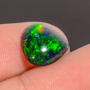 1.85 Ct Fire Play Opal Black Ethiopian Opal Heart Shape Loose Gemstone 10X10X4mm - Picture 1 of 6