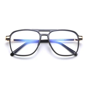 Double Bridge Square Anti-blue Light Glasses Men/Women Vintage Computer Glasses - Picture 1 of 19