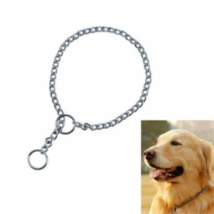Silver Choke Chain Collar Dog Cat Pet Puppy Training Choker Collar Chain 3 Sizes - Picture 1 of 14