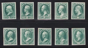 US O25-O34TC4d 1c-90c Justice Dept Atlanta Trial Color Proof Green XF SCV $400 - Picture 1 of 2