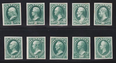 US O25-O34TC4d 1c-90c Justice Dept Atlanta Trial Color Proof Green XF SCV $400 - Image 1 of 2