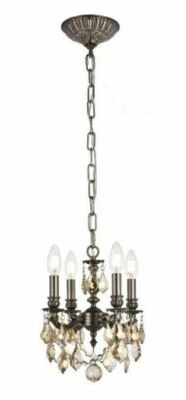 Ceiling Pendant Pewter Color with Golden Teak Crystal Chandelier Light Fixture - Image 1 of 4