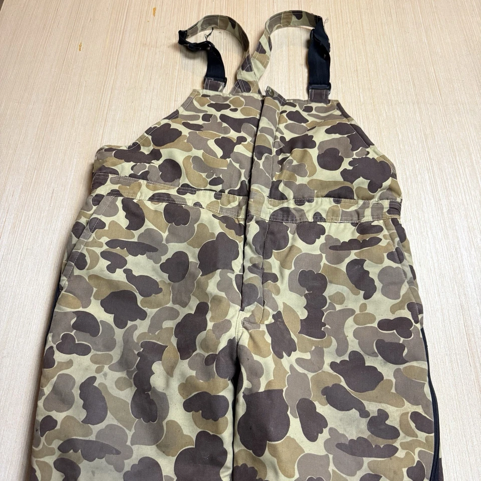 Vintage Cabelas Duck Frog Camo Bib Overalls Pants Mens L Frogskin Insulated - Image 1 of 4