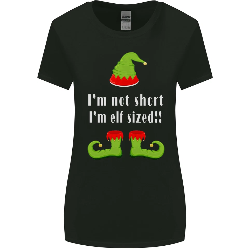 I'M Not Court Im Elfe Taille Drôle Noël Femmes Plus Large Coupe Tshirt - Photo 1/4