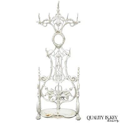 Antique French Art Nouveau Cast Iron Hall Tree Mirror Stand attr Alfred Corneau - Image 1 of 4