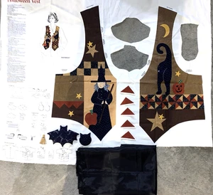 Vintage Halloween Vest Fabric Panel VIP Cranston 3-D Partially Done + Lining - Picture 1 of 5