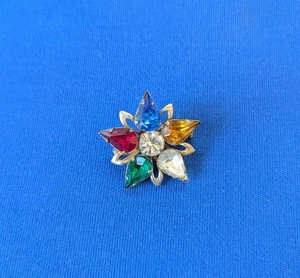 Order of the Eastern Star OES Colorful Rhinestone Pin Brooch Silver Tone Vintage - Picture 1 of 3
