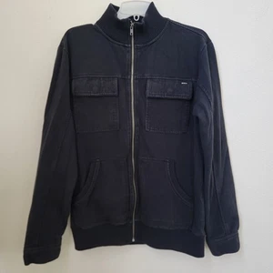 Chaqueta de aviador bombardero con cremallera completa RVCA negra talla grande bolsillos cuello acanalado algodón - Imagen 1 de 15