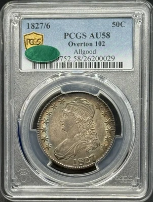 1827 P Capped Bust Half Dollars PCGS AU-58 O-102 Rainbow Toning - Image 1 of 3