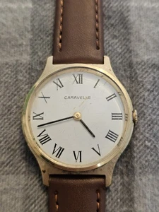 Rare Vintage Bulova Caravelle manual wind watch. Runs Gold filled. New band 34mm - Picture 1 of 7