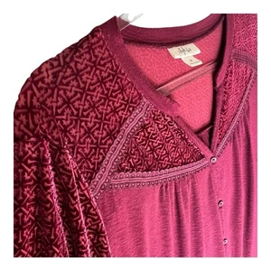 Womens Velvet Burnout Top Size 1X Bell Sleeve Lace Whimsigoth Vamp Ethereal Boho - Picture 1 of 9