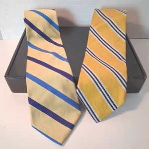Brooks Brothers Makers Herren Seidenkrawatten gelb gestreift getragen gebrauchter Zustand - Bild 1 von 9