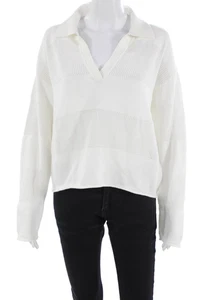 Designer Unisex gestreifter Kragen Pullover Pulli weiß 100% Baumwolle Gr. M - Bild 1 von 6