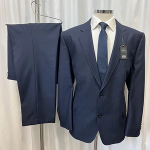 MAGEE ESSENTIALS Blue Faint Stripe Wool Blend 2 Piece Suit C48R W42 L31 - Picture 1 of 22