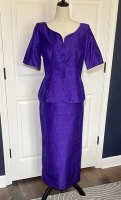 Vestido Vintage Watters & Watters Púrpura Seda Madre de la Novia/Novio 2 Piezas Foto 1 de 4