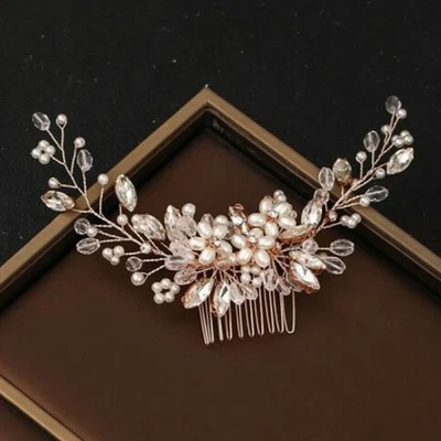 Handmade Flower Crystal Pearl Bridal Head Pieces Hair Clip Accessories - Image 1 of 4