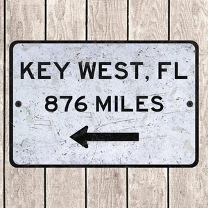Key West Customized City Distance Schild Metall Vintage Florida Straßenschild Replik - Bild 1 von 8