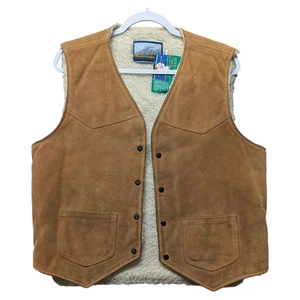 70er / 80er Jahre Fieldmaster Wildleder Leder Sherpa gefüttert Western Weste - Bild 1 von 7