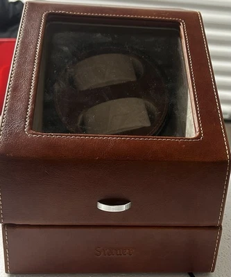 Enrollador de reloj automático Stauer vitrina giratoria imitación cuero para 5 Foto 1 de 4