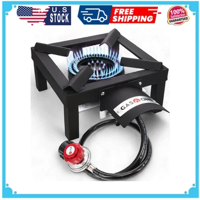 GASONE High Pressure Single Propane Burner - Outdoor Cooking with Heat Shield and Guard
