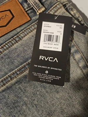 Мужские прямые джинсы RVCA 34x31 Jambe Droit выходные - Изображение 1 из 4