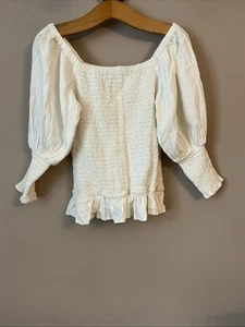 Top estivo bianco molto sporco smocked - taglia 14 - Foto 1 di 5
